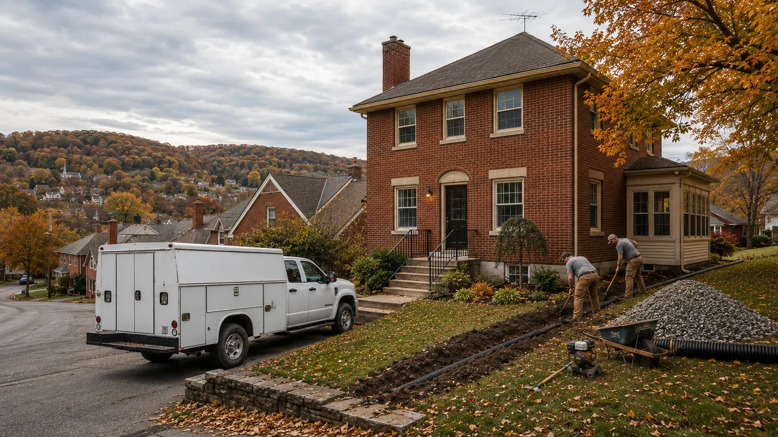 Basement waterproofing work at a Washington County, PA home