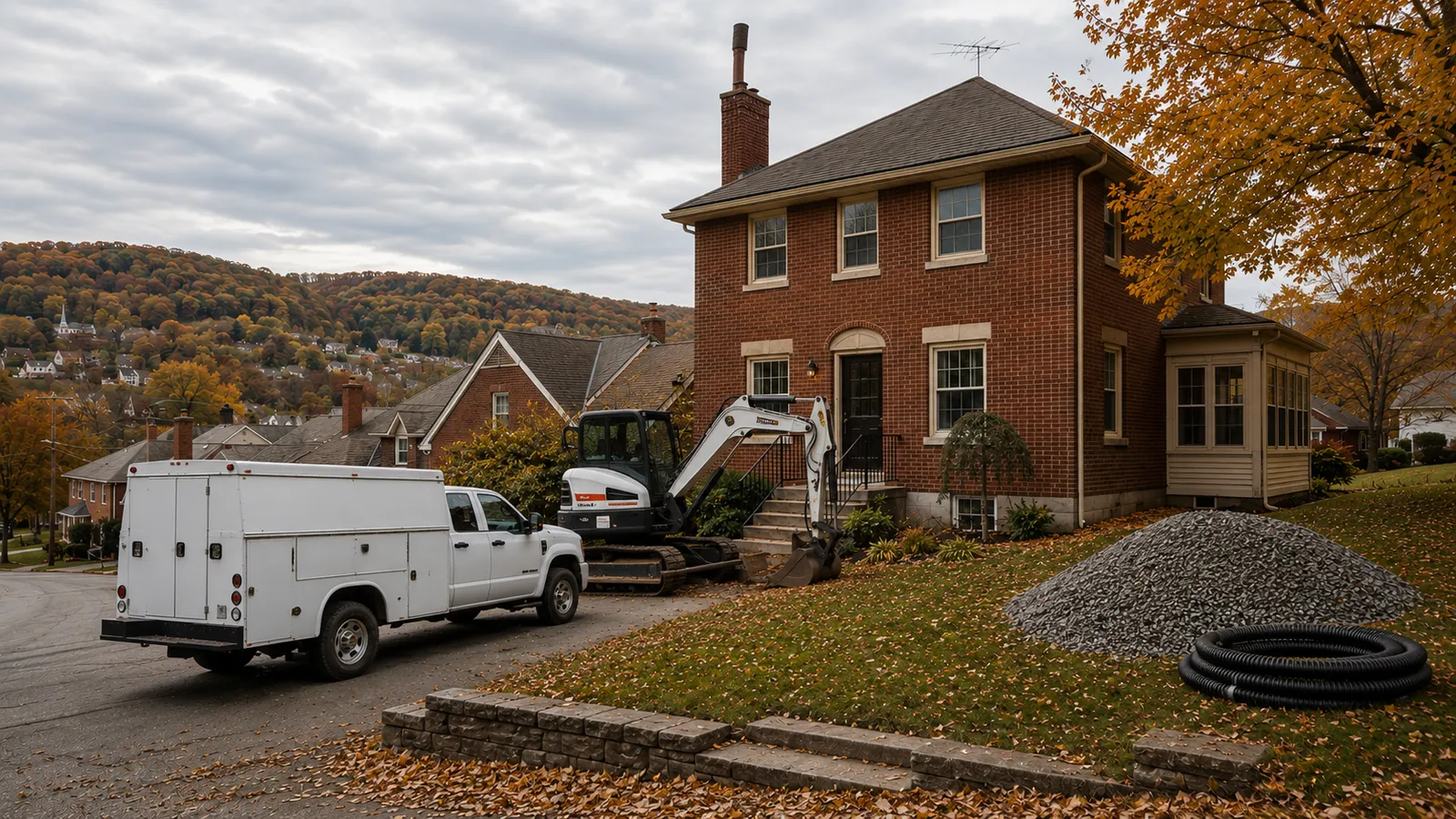 Waterproofing equipment staged for a Washington County, PA job